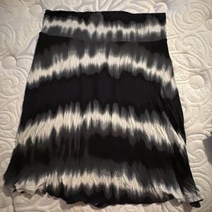 Black and White Tie-Dye Stretch Waist Women's Skirt
